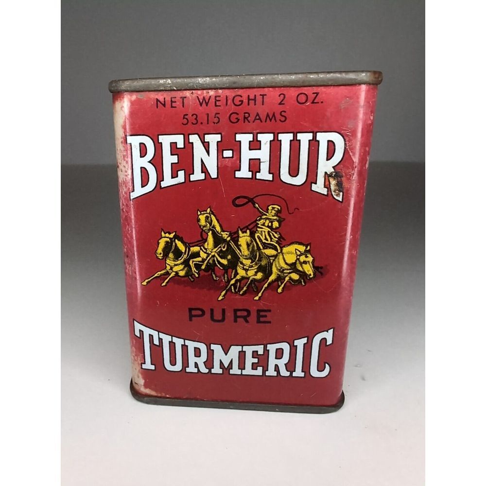 Vintage Tin: Ben Hur Turmeric‎ (collectible memorabilia, commercial art)